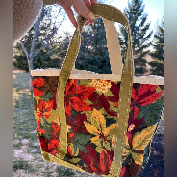 Vintage 90s LLbean boat and tote foliage floral leaves made in USA purse bag - Picture 9 of 15